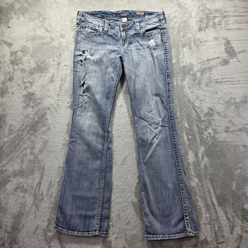 Silver Jeans Jeans Womens 30x33 Twisted Bootcut Distressed Embroidered Pockets